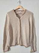 Neutral Striped Button Up Sweater (S)