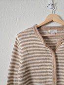 Neutral Striped Button Up Sweater (S)