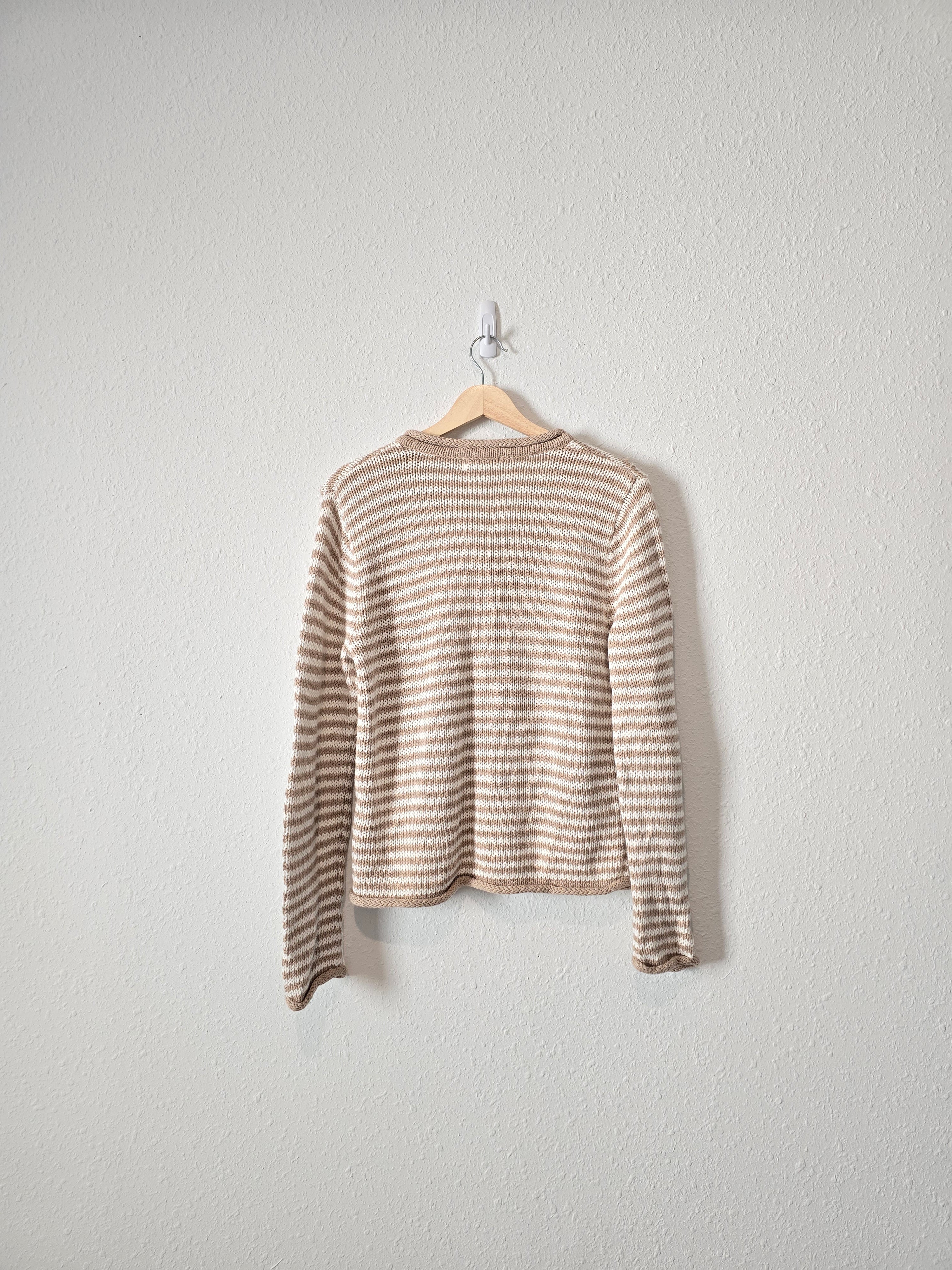 Neutral Striped Button Up Sweater (S)