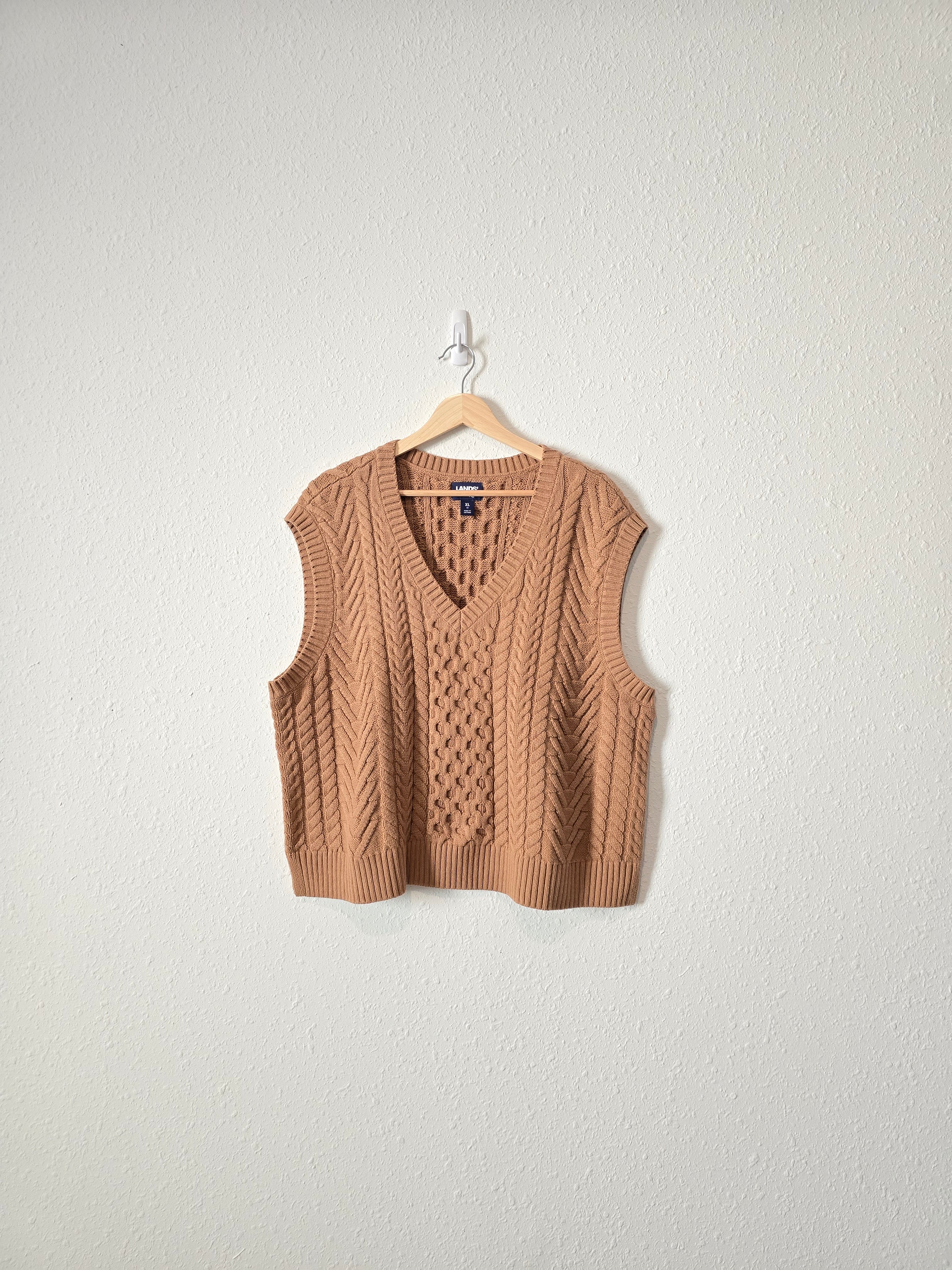 Brown Cable Knit Sweater Vest (XL)