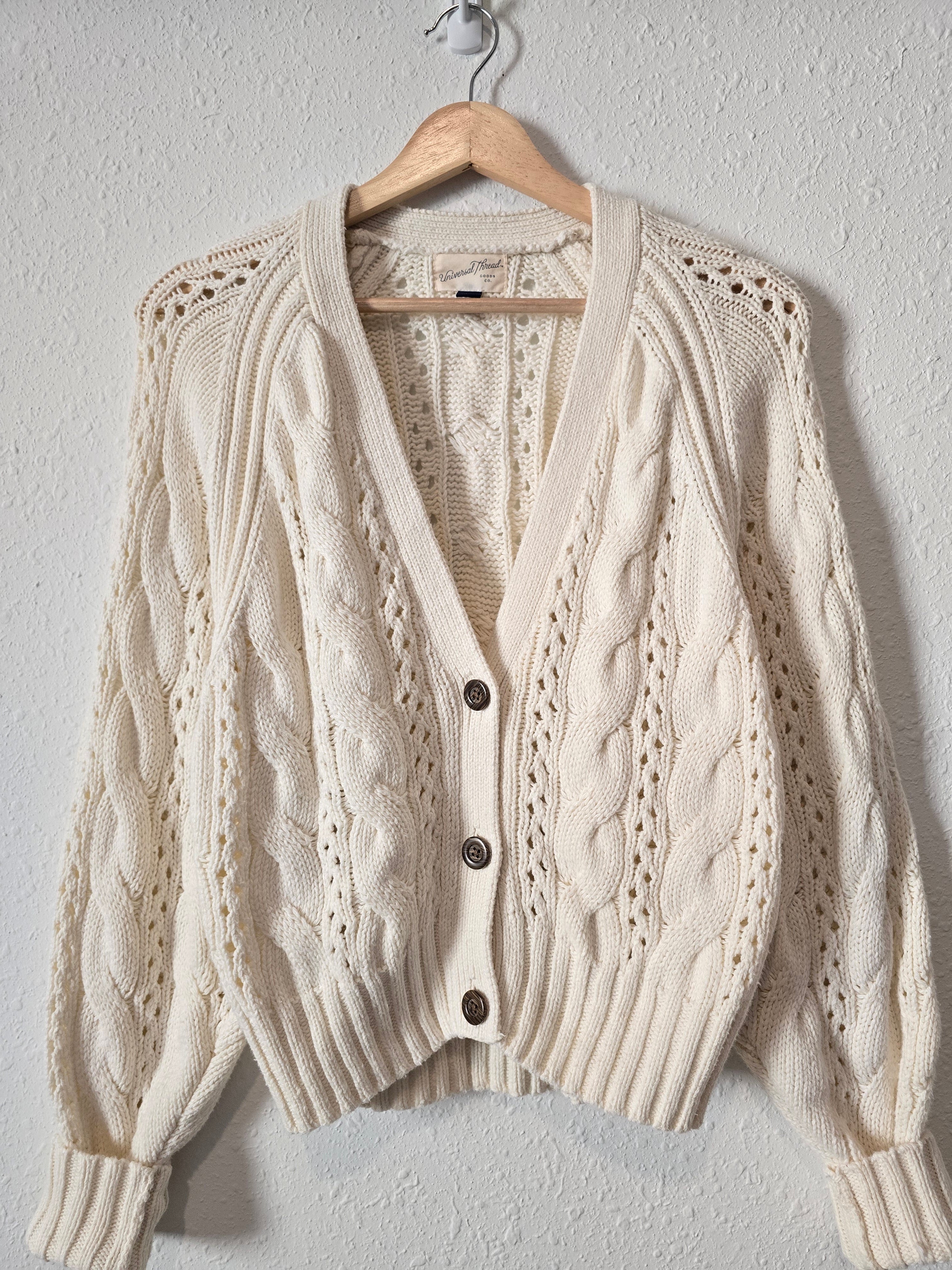 Cable Knit Button Up Sweater (M)