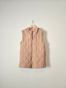 Neutral Quilted Zip Up Vest (M)