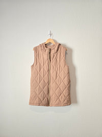 Neutral Quilted Zip Up Vest (M)