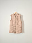 Neutral Quilted Zip Up Vest (M)