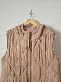 Neutral Quilted Zip Up Vest (M)