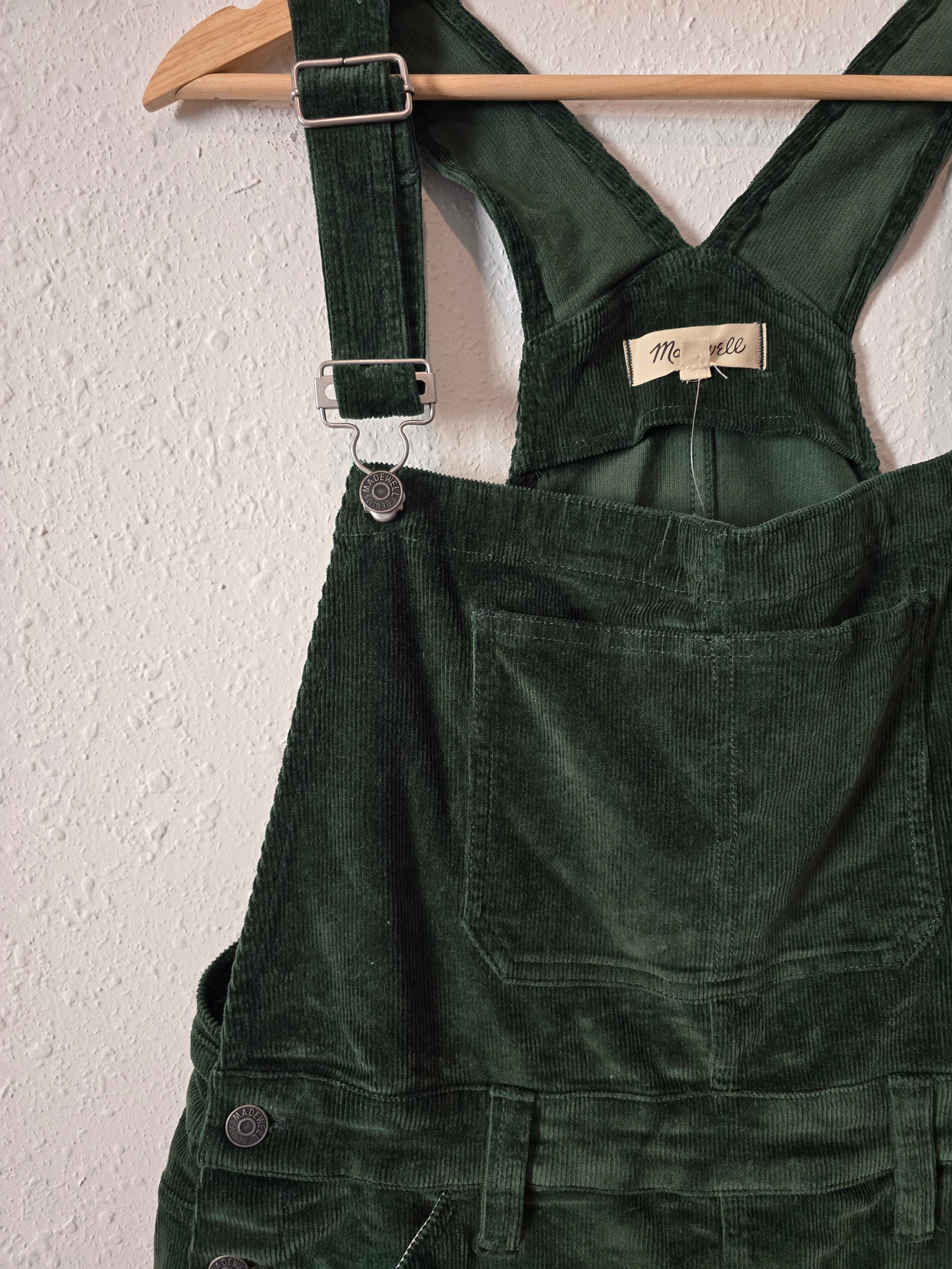 NEW Madewell Forest Green Cord Overalls (14)