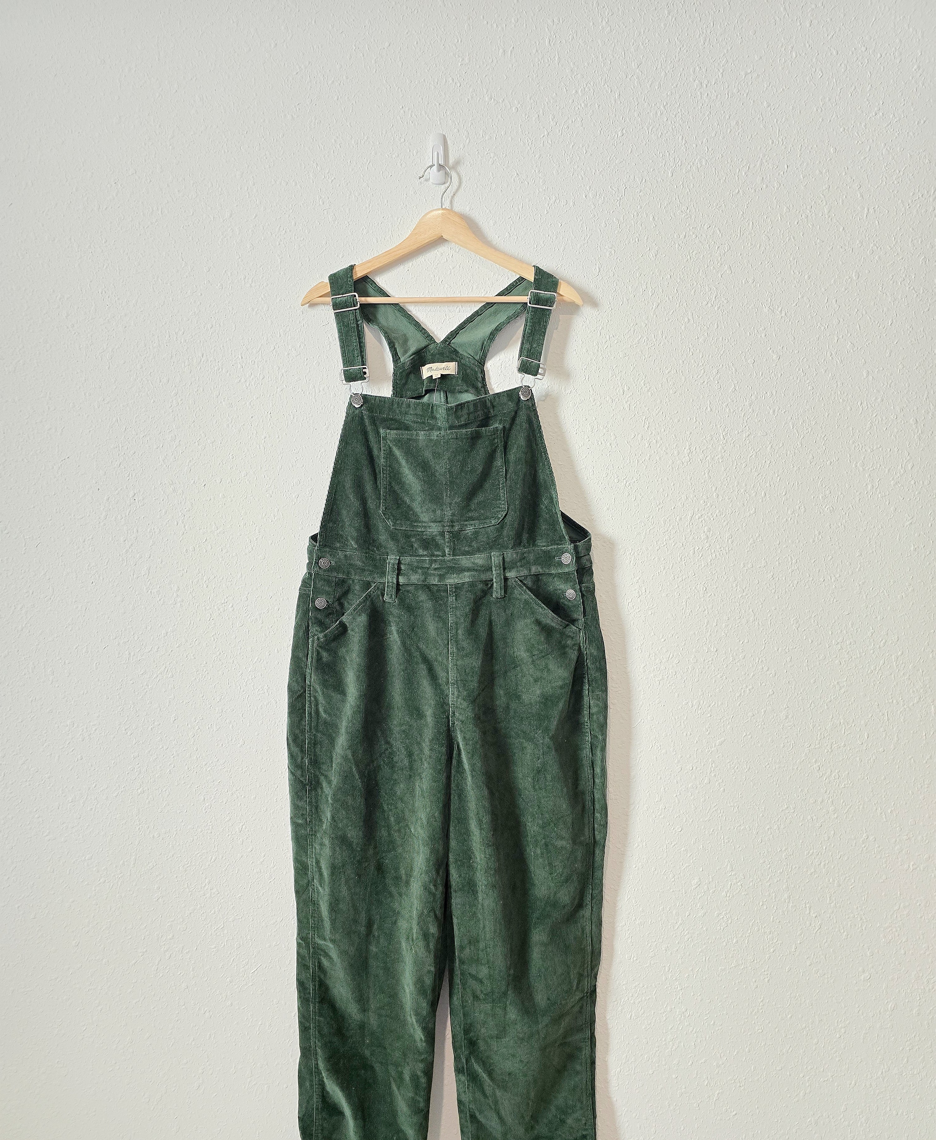 NEW Madewell Forest Green Cord Overalls (14)