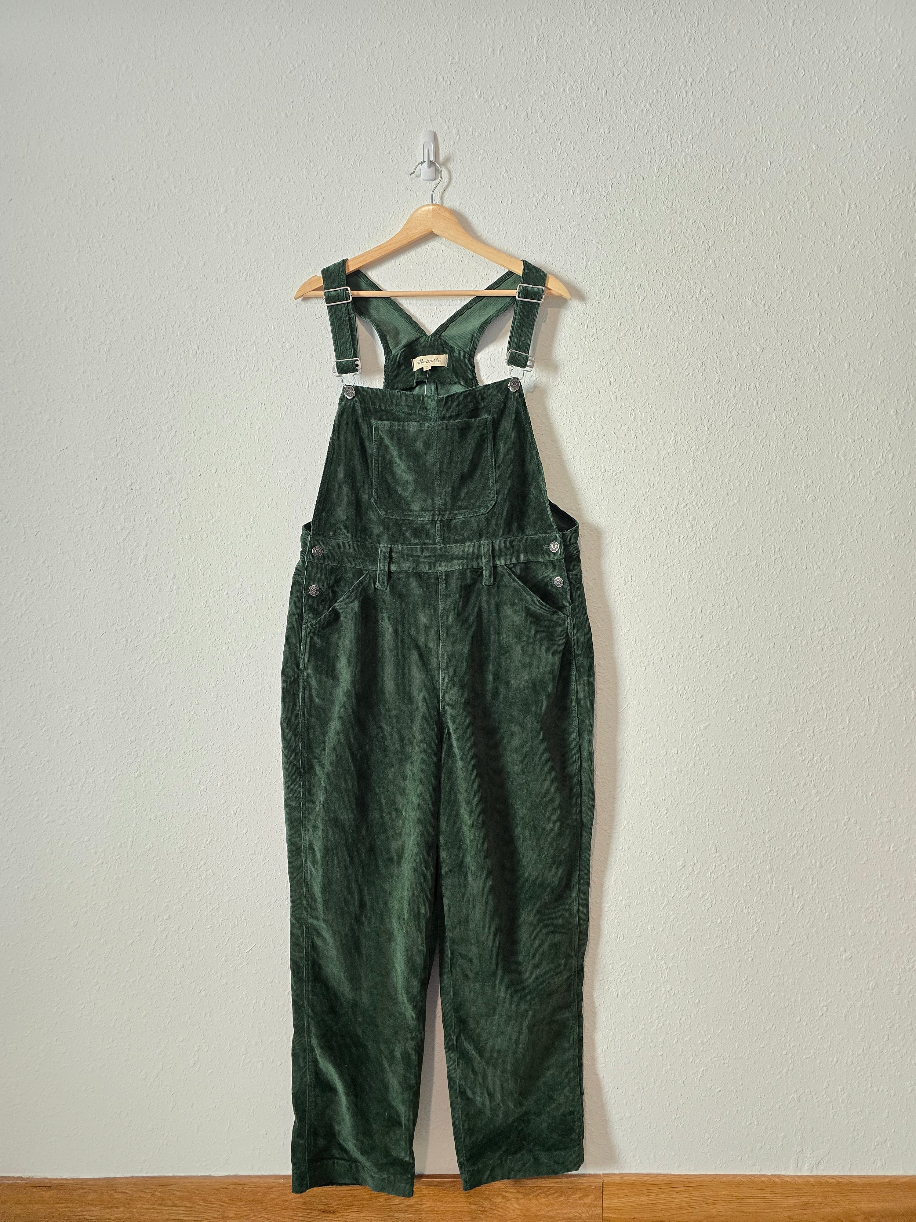 NEW Madewell Forest Green Cord Overalls (14)