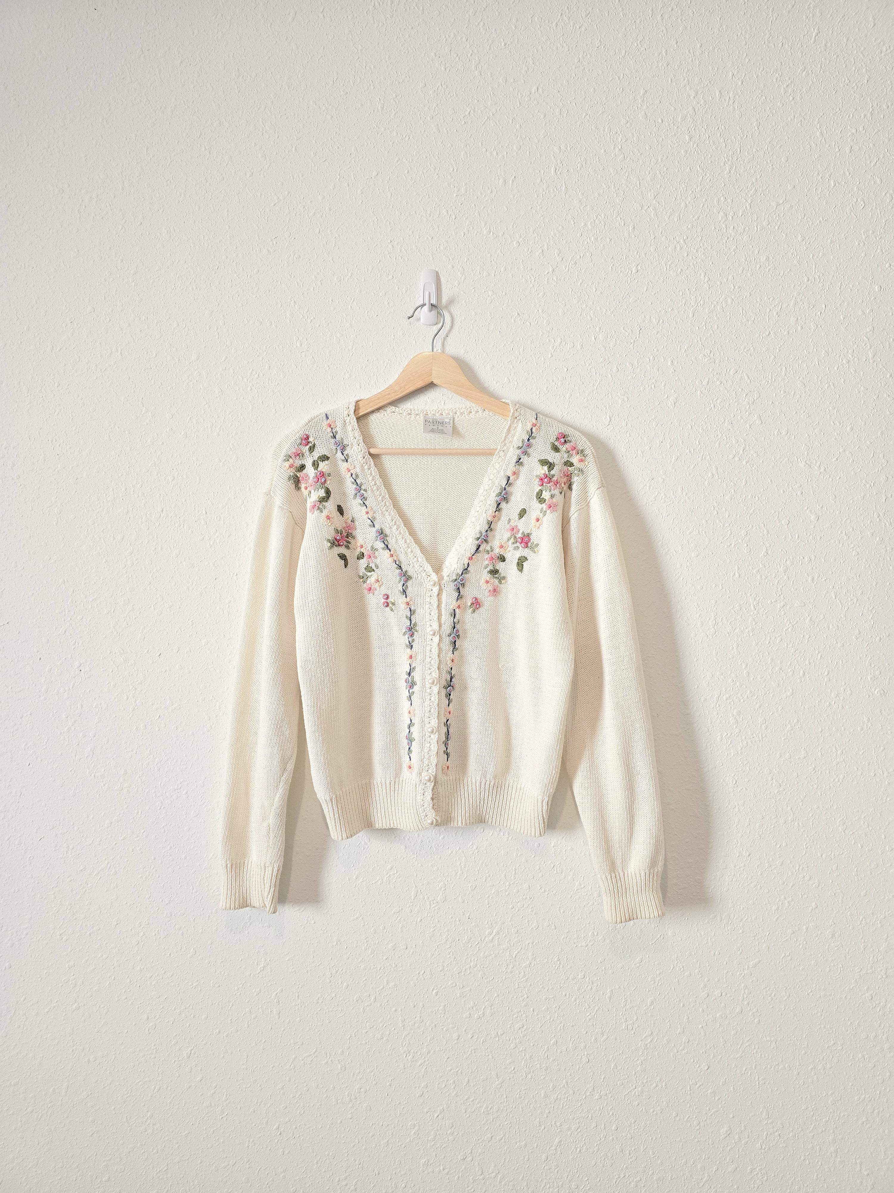 Vintage Floral Embroidered Cardigan (S)