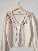Vintage Floral Embroidered Cardigan (S)