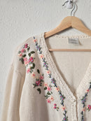 Vintage Floral Embroidered Cardigan (S)