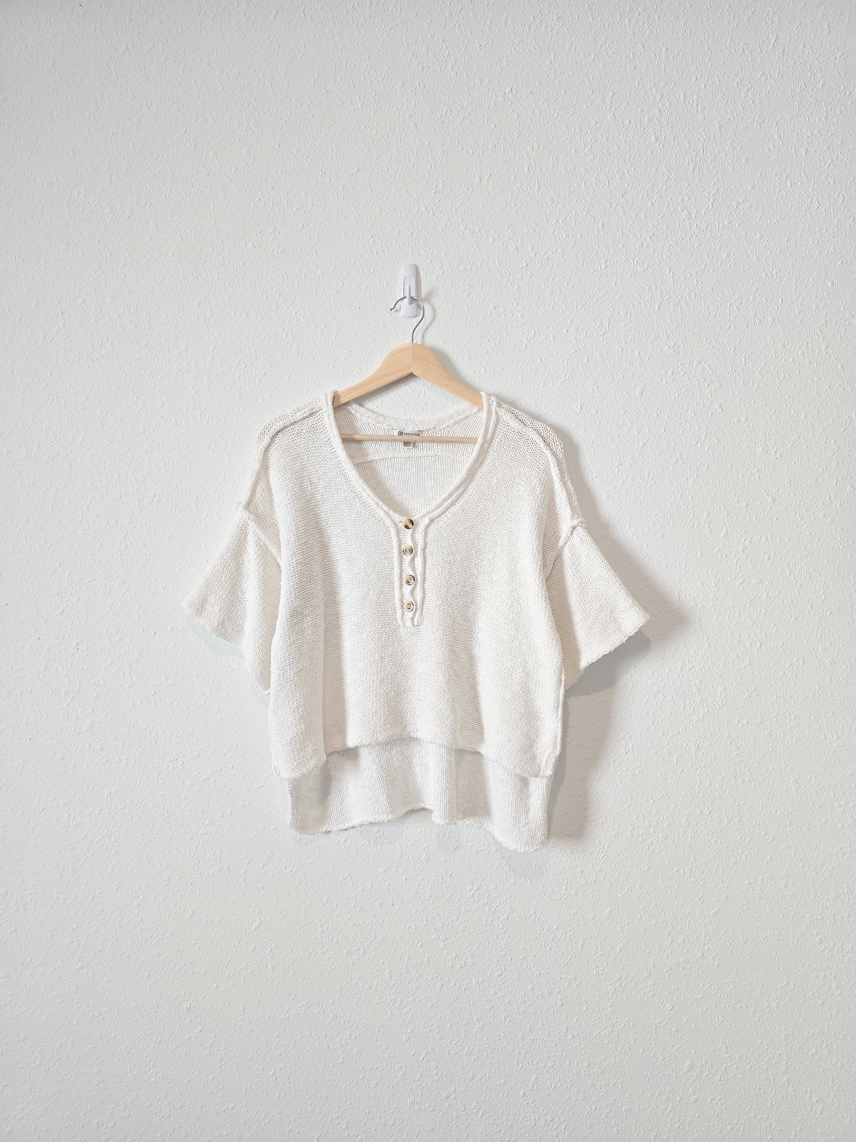 White Chunky Henley Sweater (S)