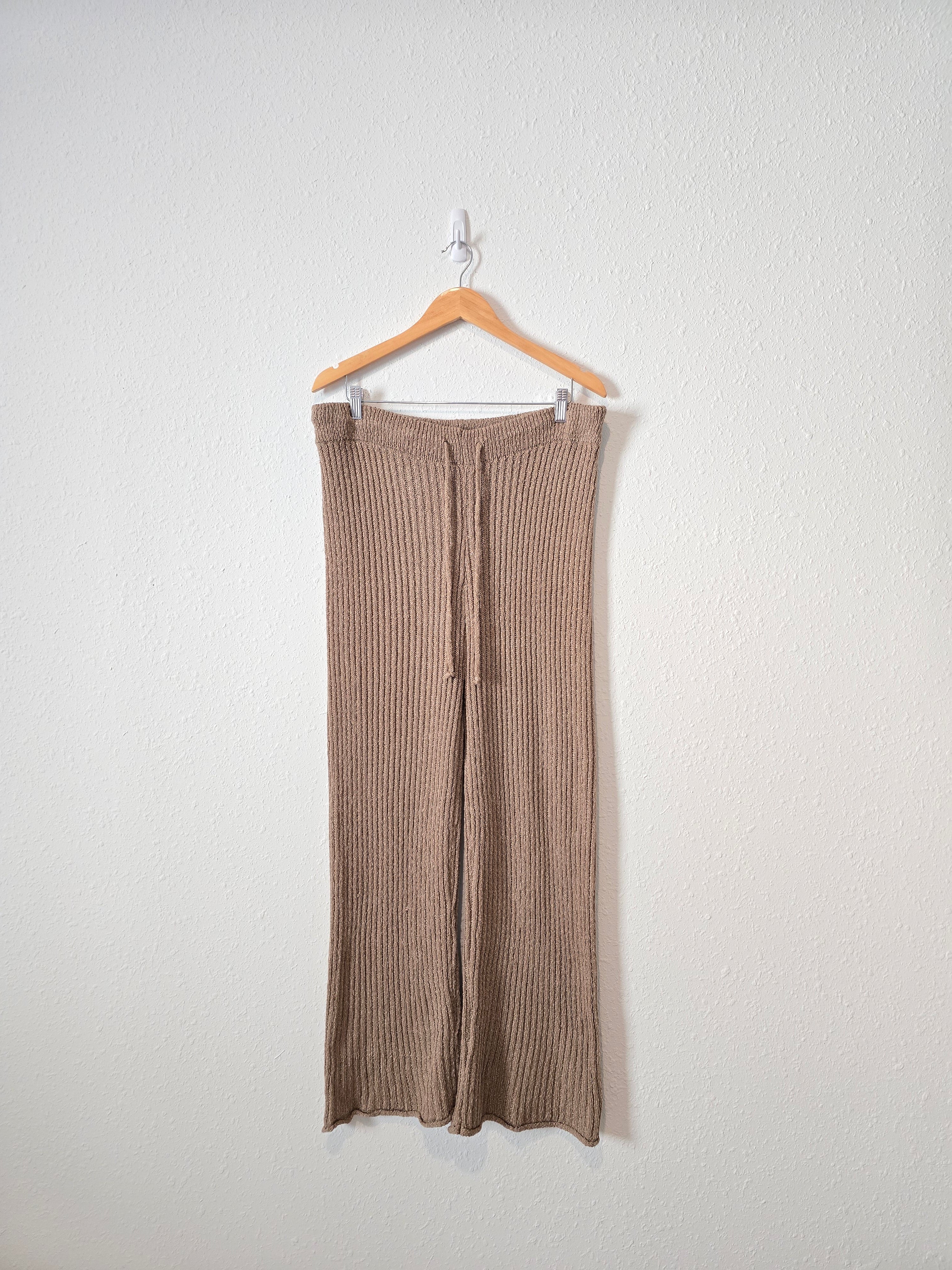 Brown Wide Leg Knit Pants (1X)