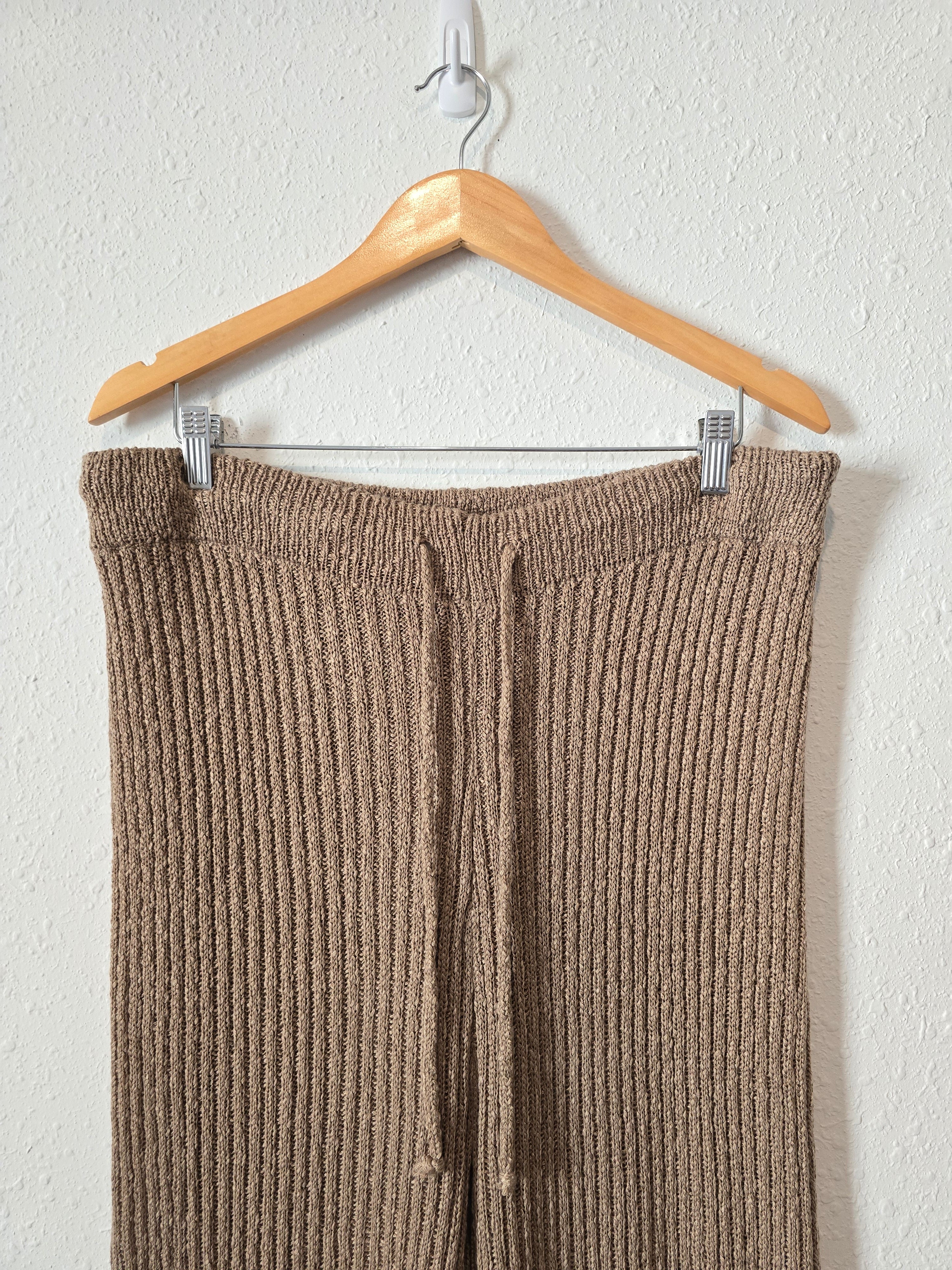 Brown Wide Leg Knit Pants (1X)