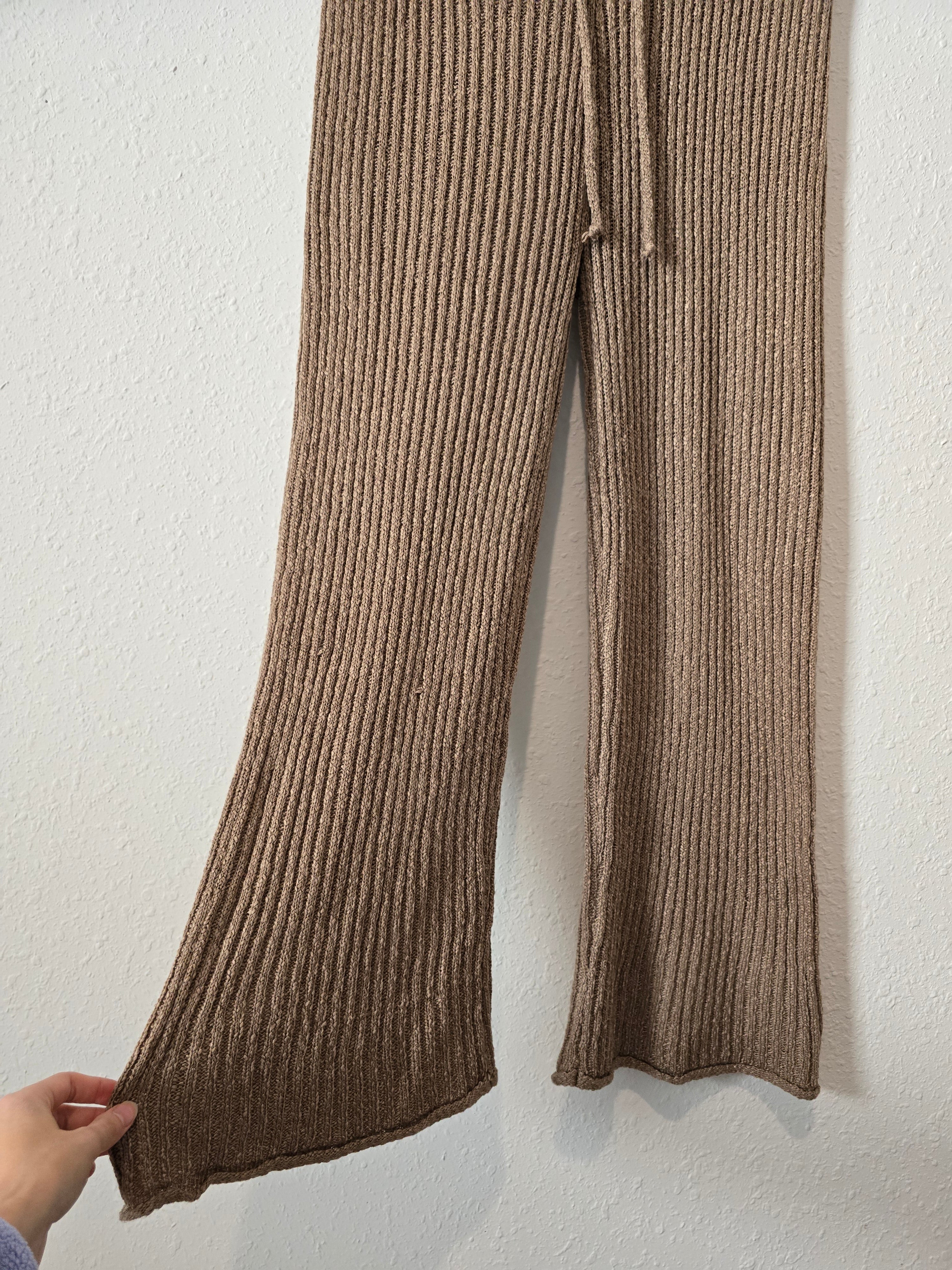 Brown Wide Leg Knit Pants (1X)