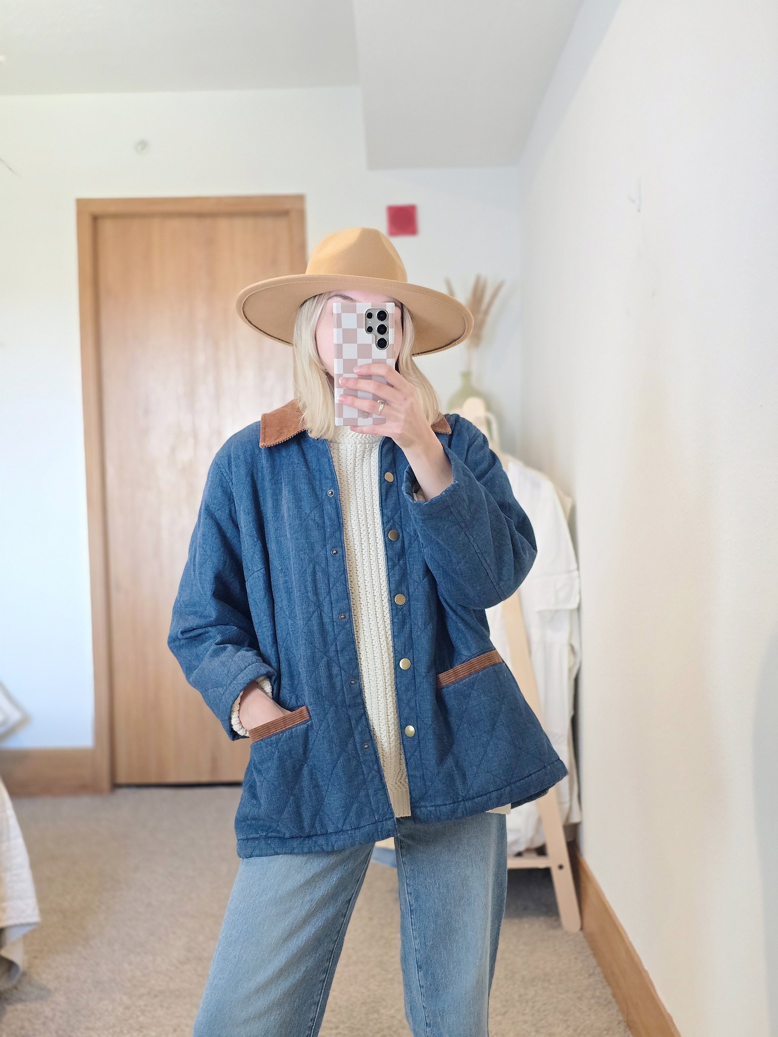 Vintage Quilted Denim Jacket (L/XL)