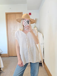 Oversized Linen Button Up (M)