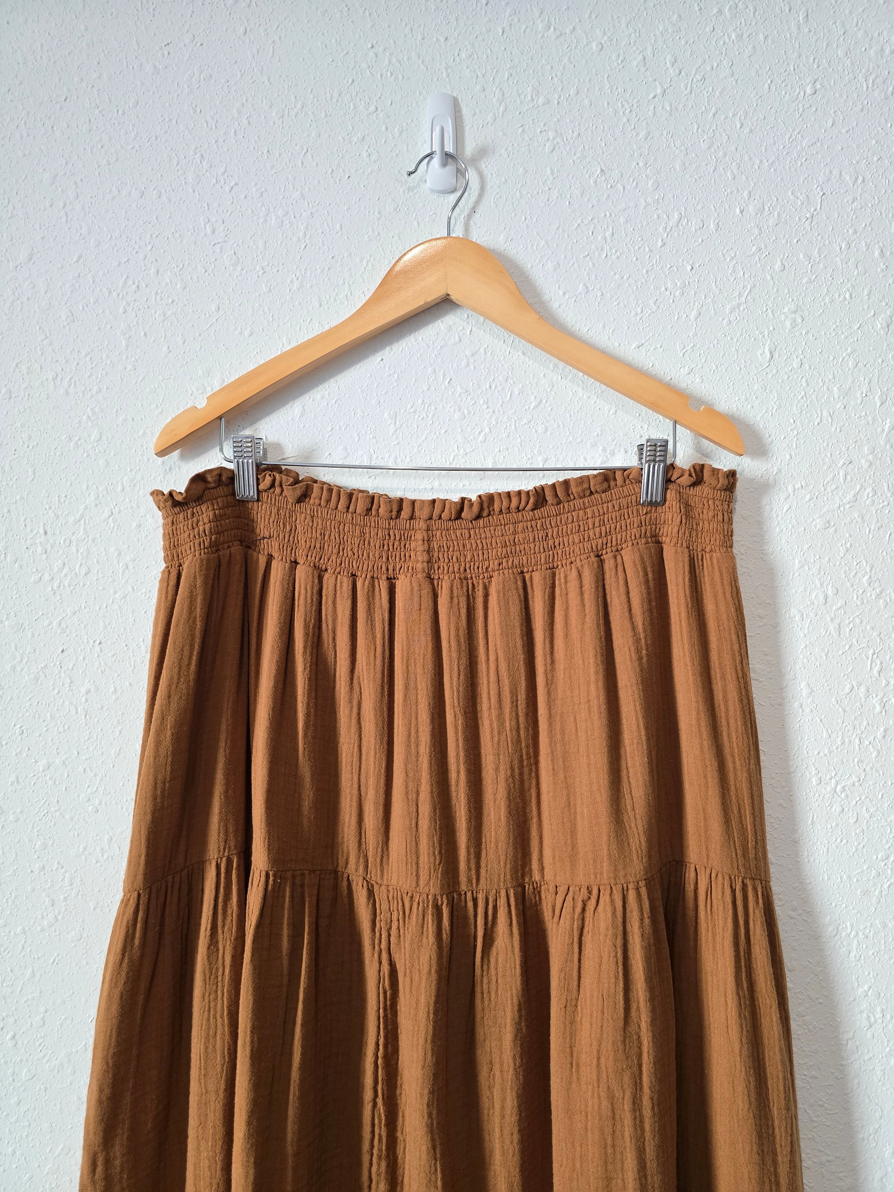 Gauze Tiered Maxi Skirt (2X)