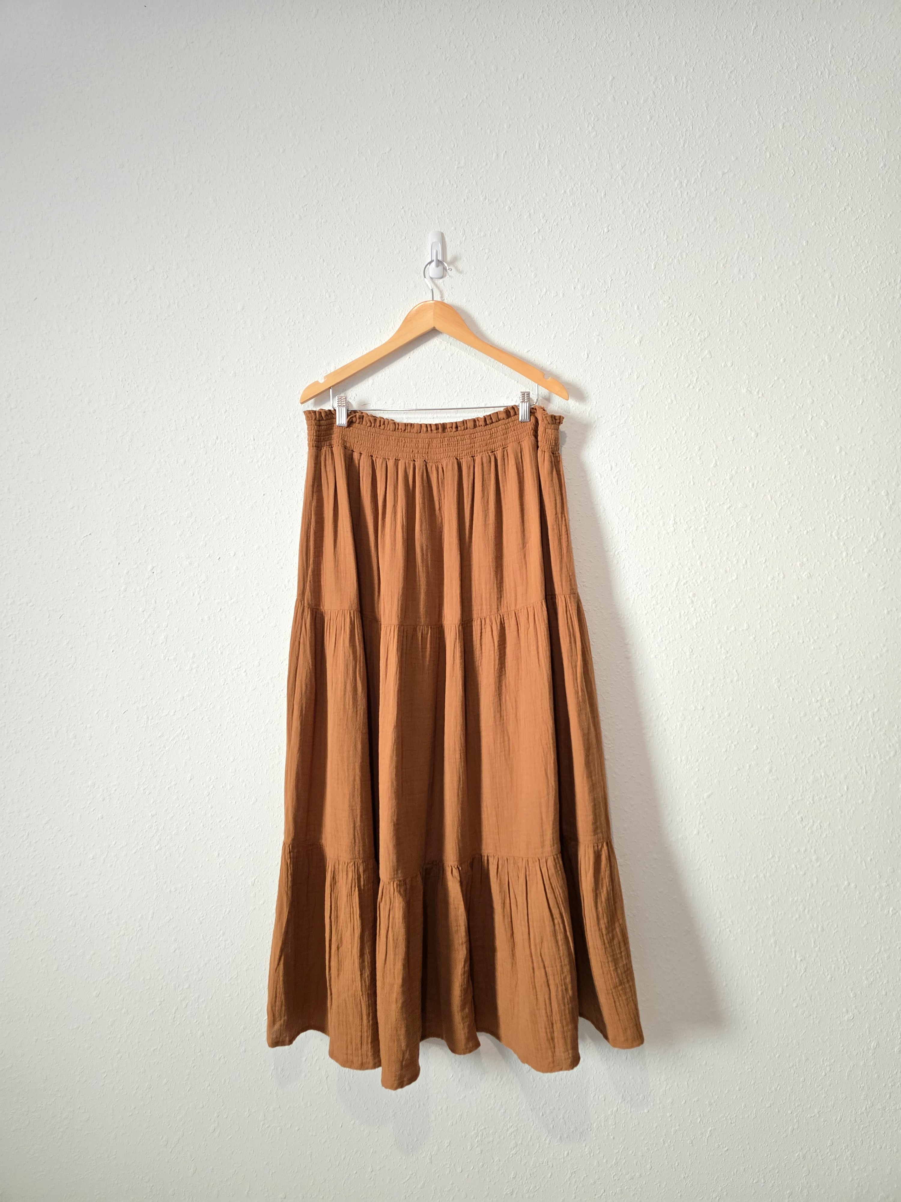 Gauze Tiered Maxi Skirt (2X)