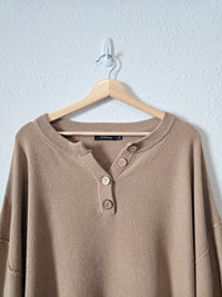 Brown Textured Henley Sweater (XL)