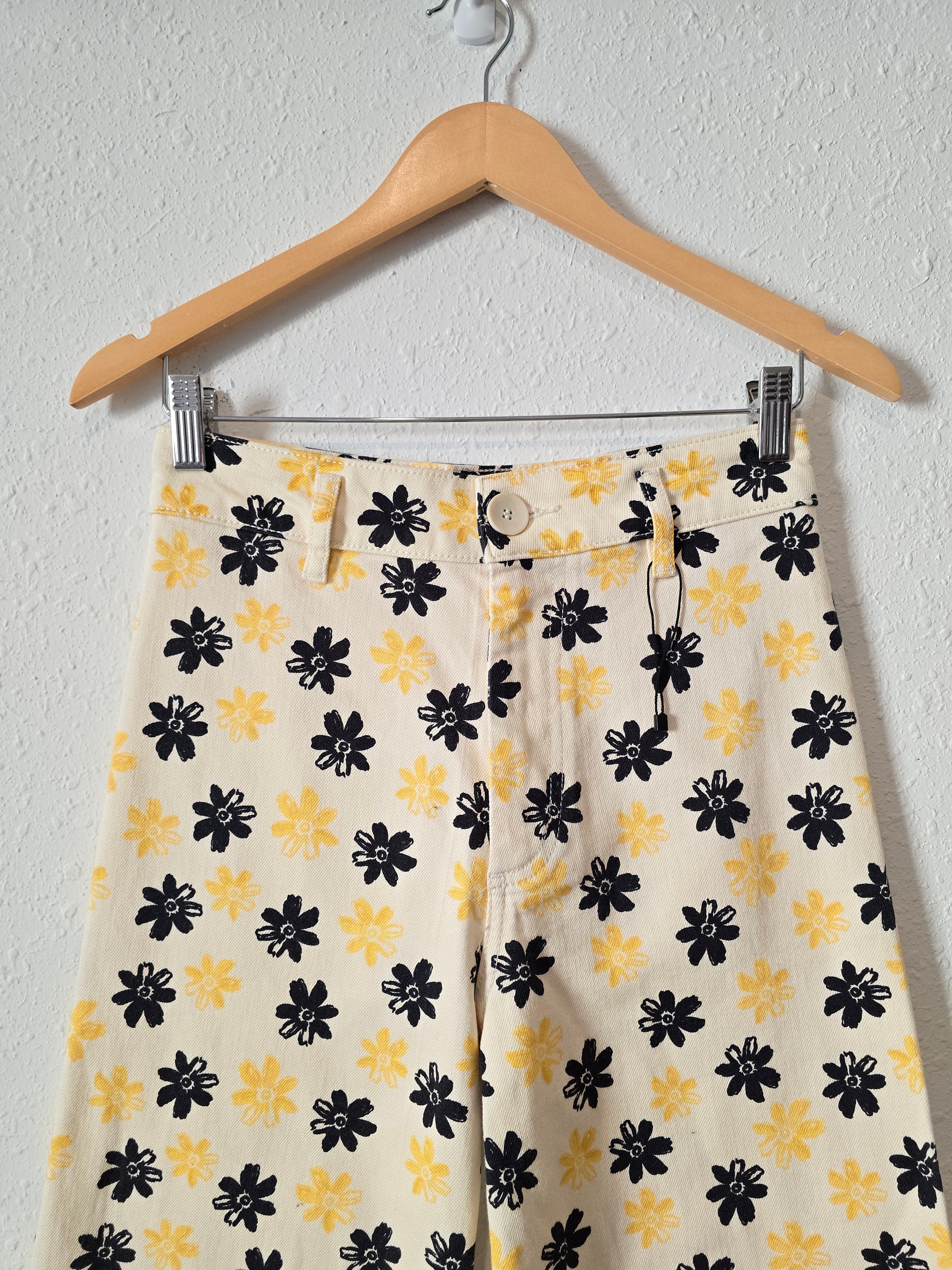 Zara Floral Wide Leg Jeans (6)