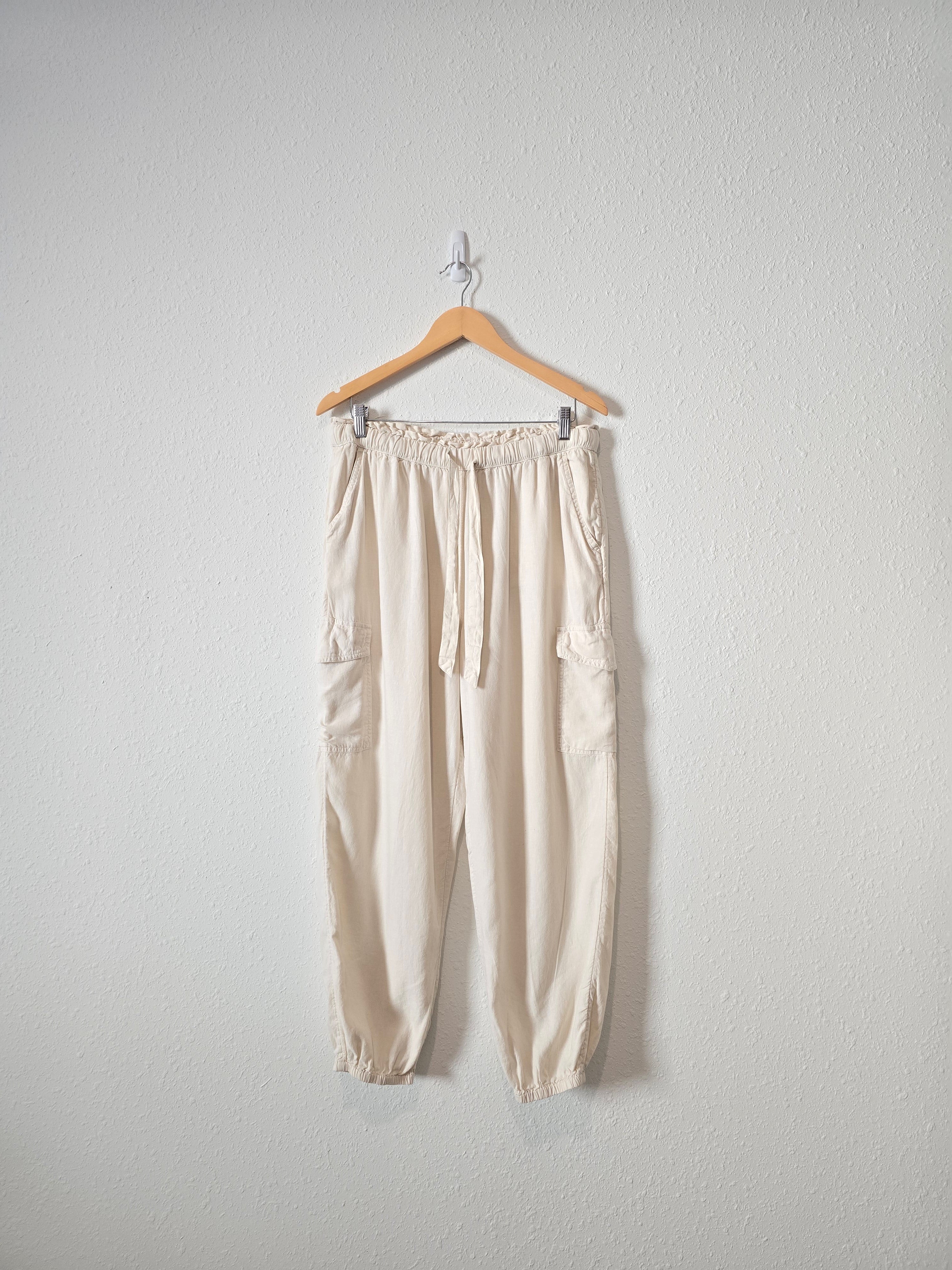 Aerie Ecru Linen Cargo Pants (L)