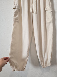 Aerie Ecru Linen Cargo Pants (L)