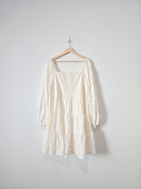 Cream Smocked Mini Dress (2X)