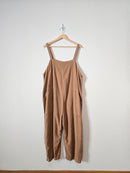 Wide Leg Linen Blend Overalls (XL)