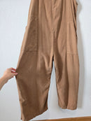 Wide Leg Linen Blend Overalls (XL)