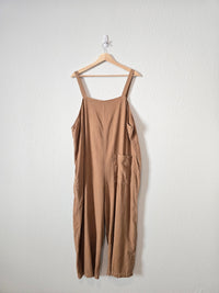 Wide Leg Linen Blend Overalls (XL)