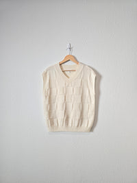 Cream Checkered Sweater Vest (M)