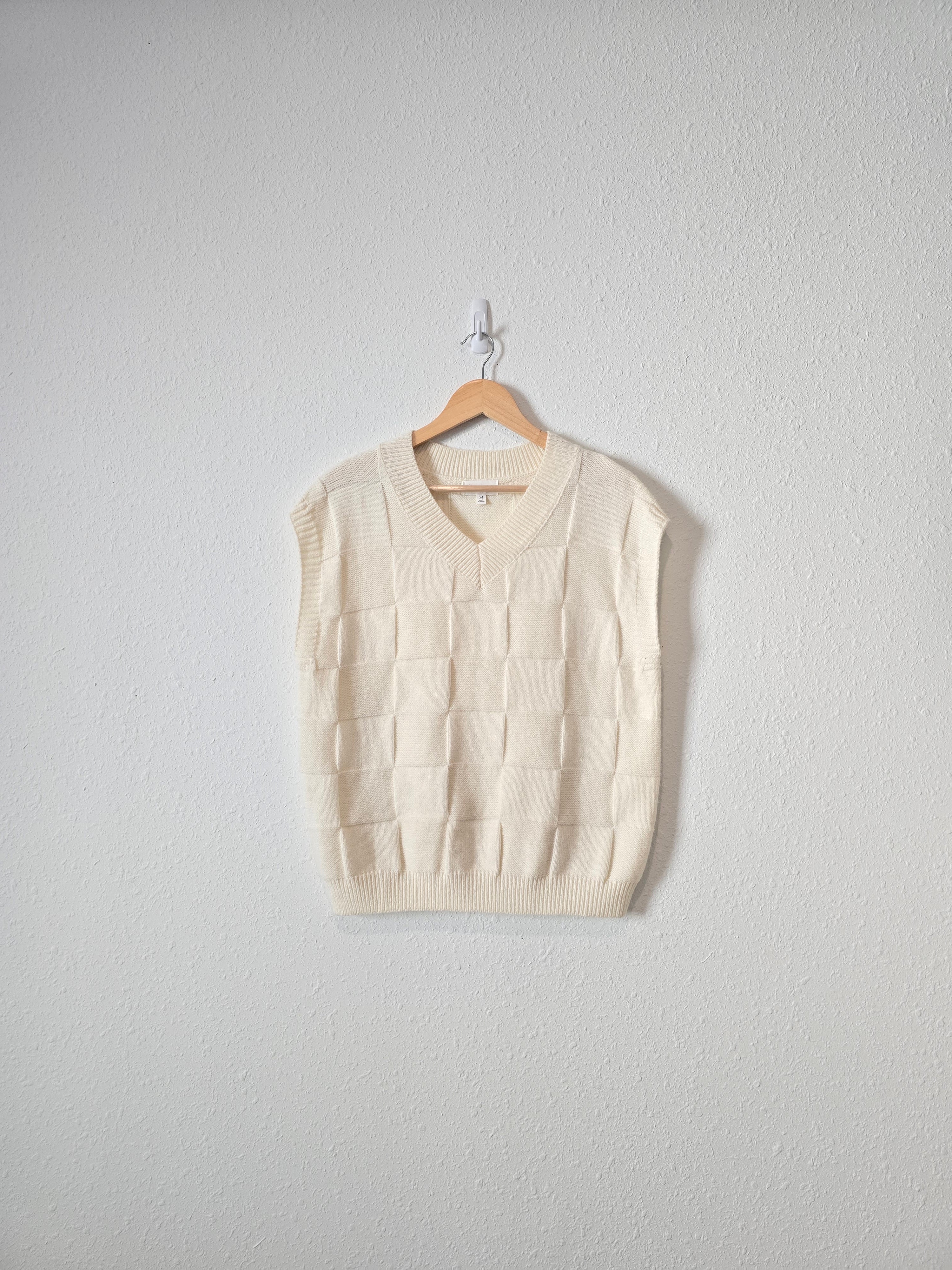 Cream Checkered Sweater Vest (M)