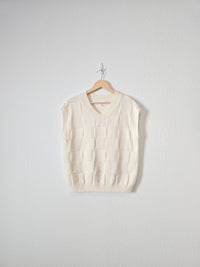 Cream Checkered Sweater Vest (M)