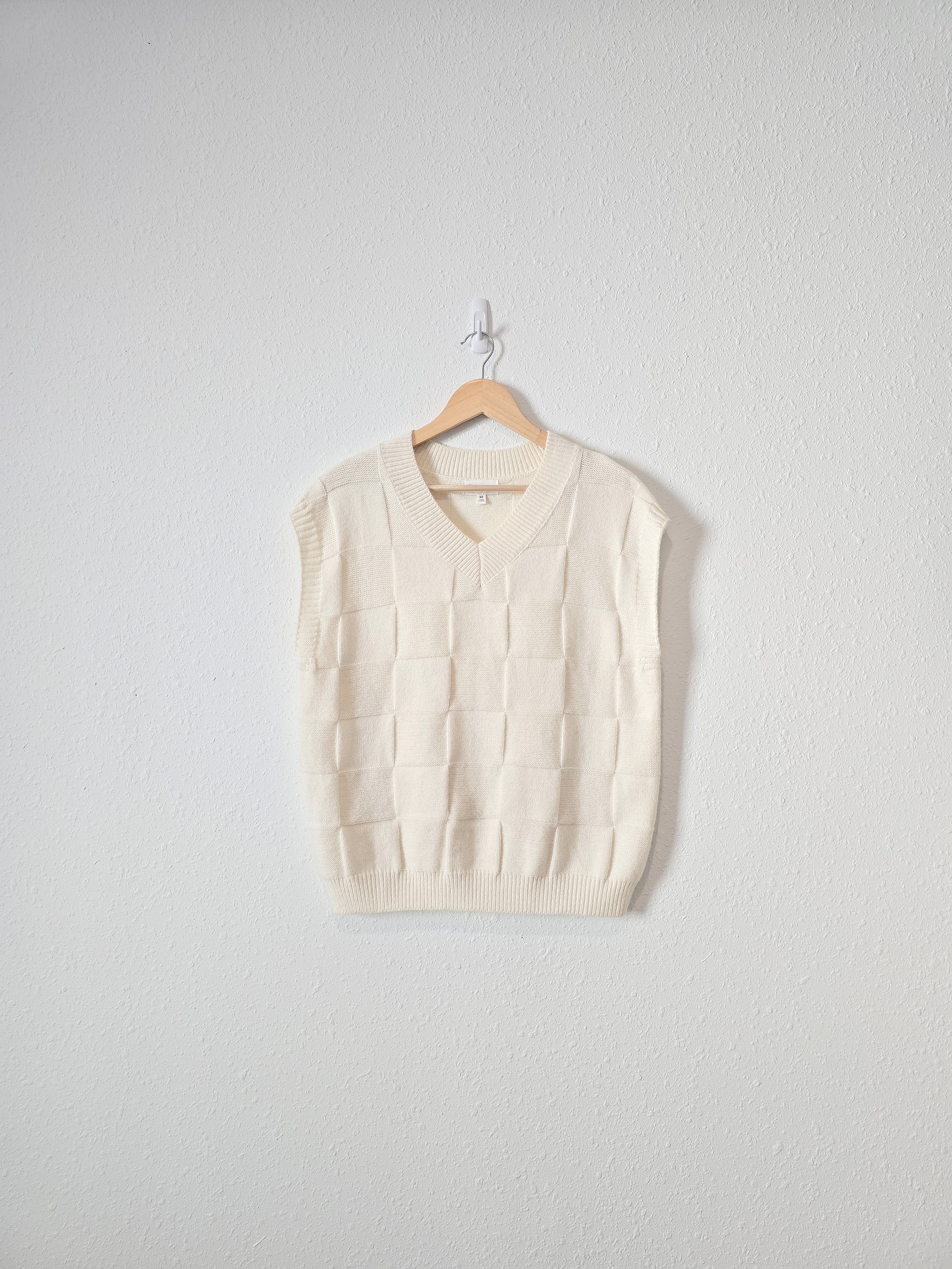 Cream Checkered Sweater Vest (M)