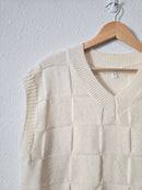 Cream Checkered Sweater Vest (M)