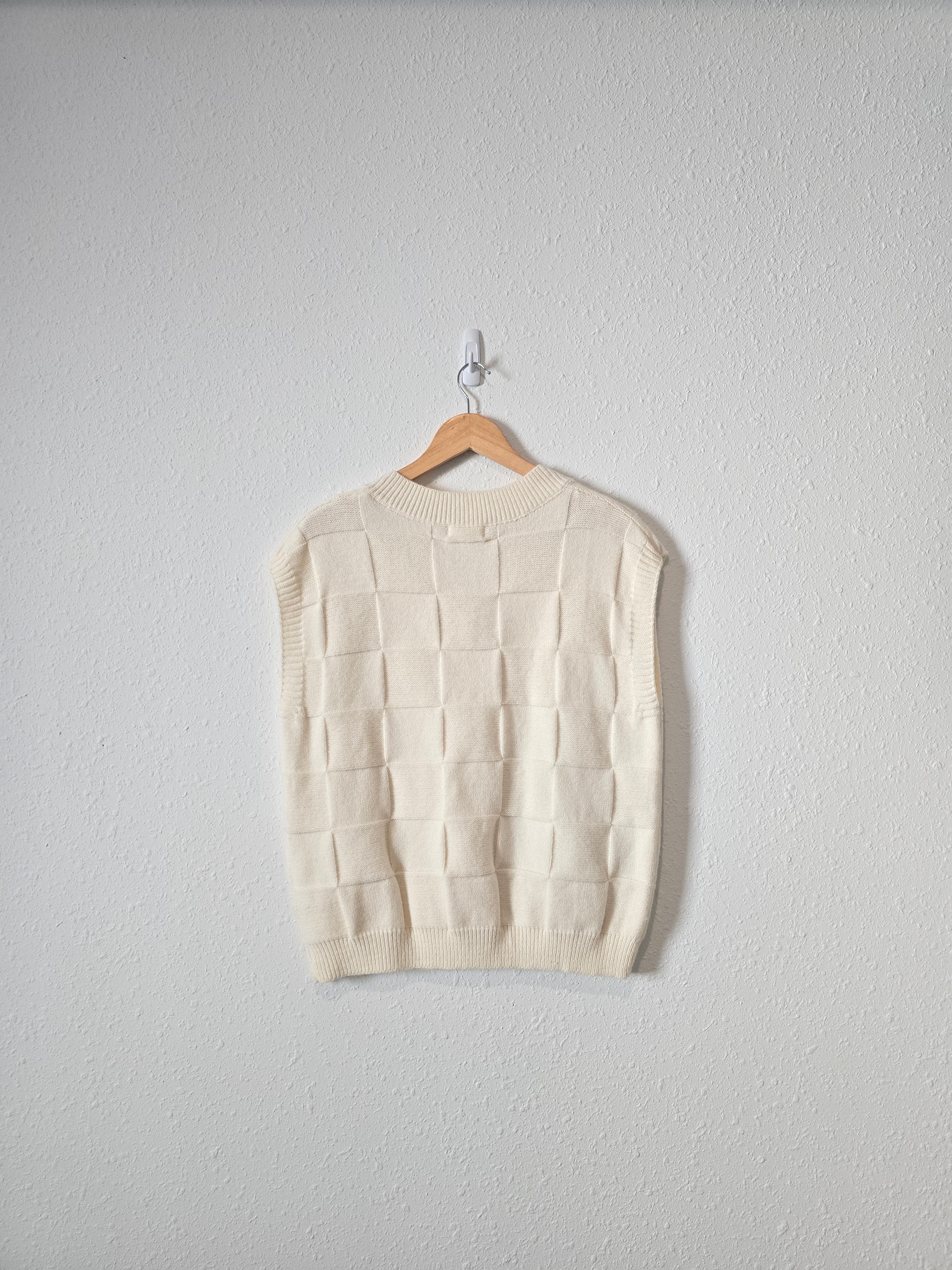 Cream Checkered Sweater Vest (M)