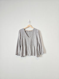 Madewell Smocked Puff Sleeve Top (XXL)