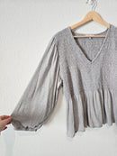Madewell Smocked Puff Sleeve Top (XXL)
