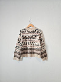 Patterned Cozy Mockneck Sweater (L)