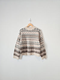 Patterned Cozy Mockneck Sweater (L)