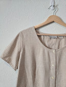 Vintage Gingham Linen Top (XL)