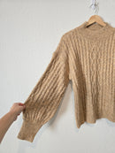 Cozy Mockneck Puff Sleeve Sweater (M)