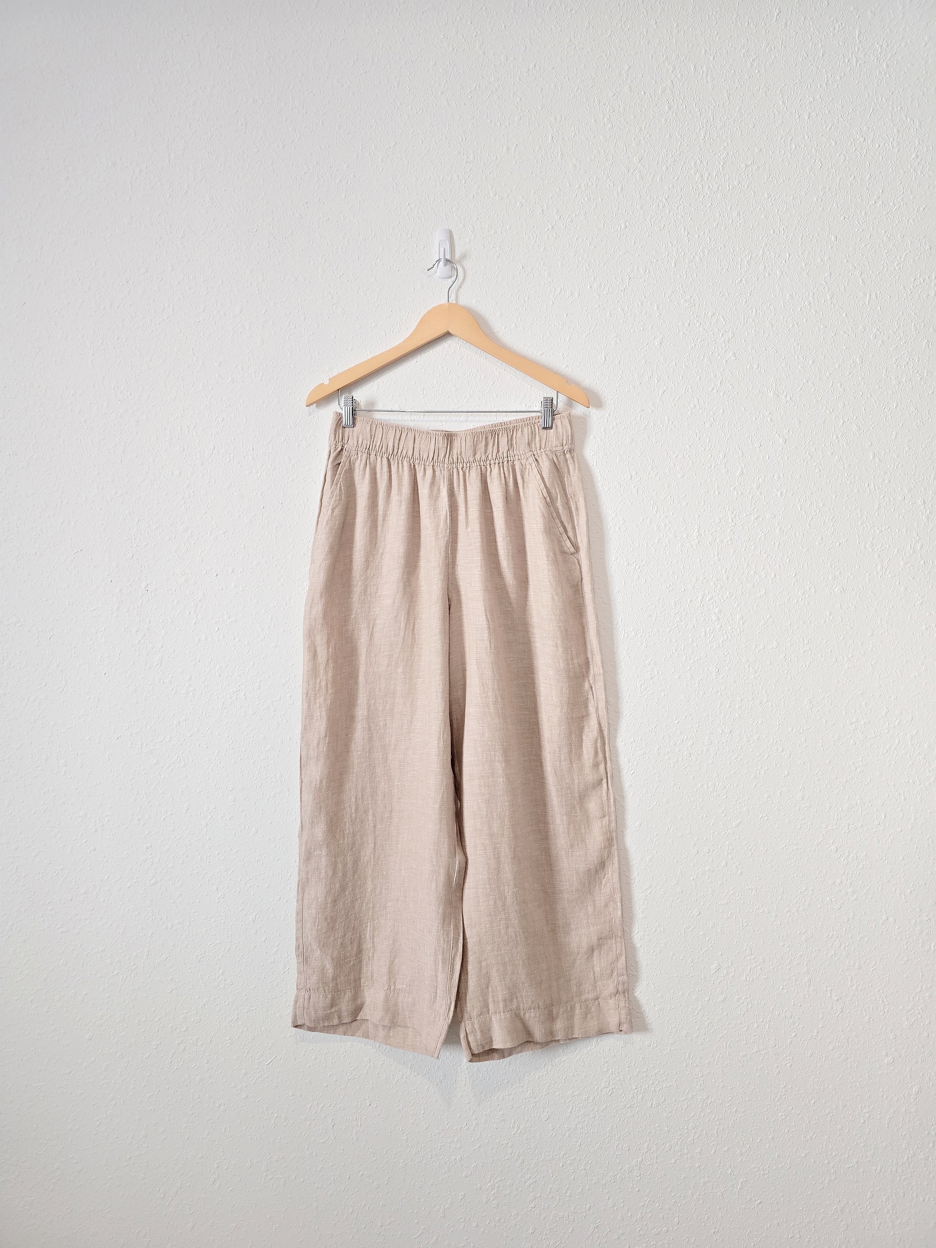 Neutral Linen Wide Leg Pants (M)