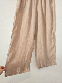 Neutral Linen Wide Leg Pants (M)