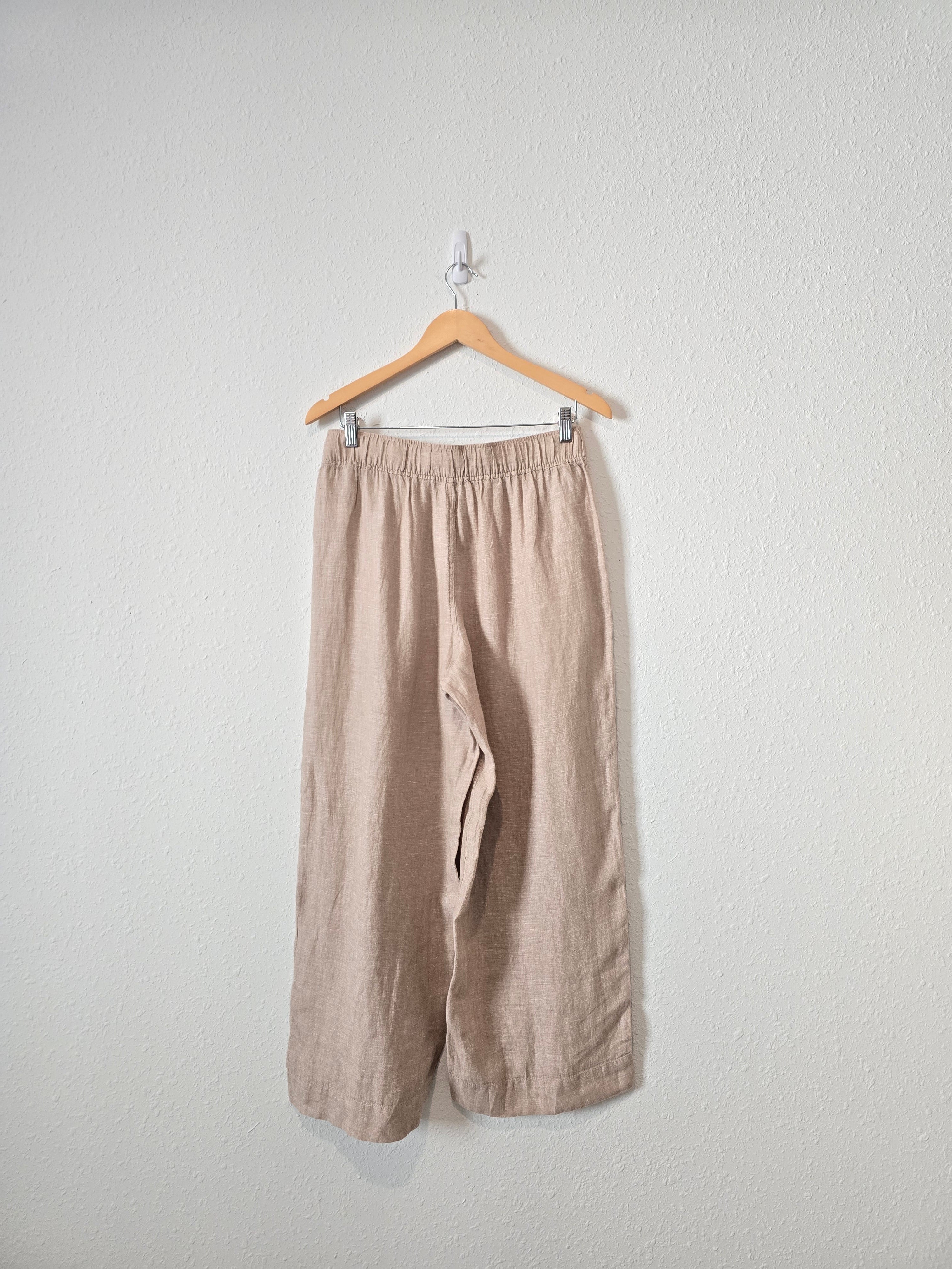 Neutral Linen Wide Leg Pants (M)