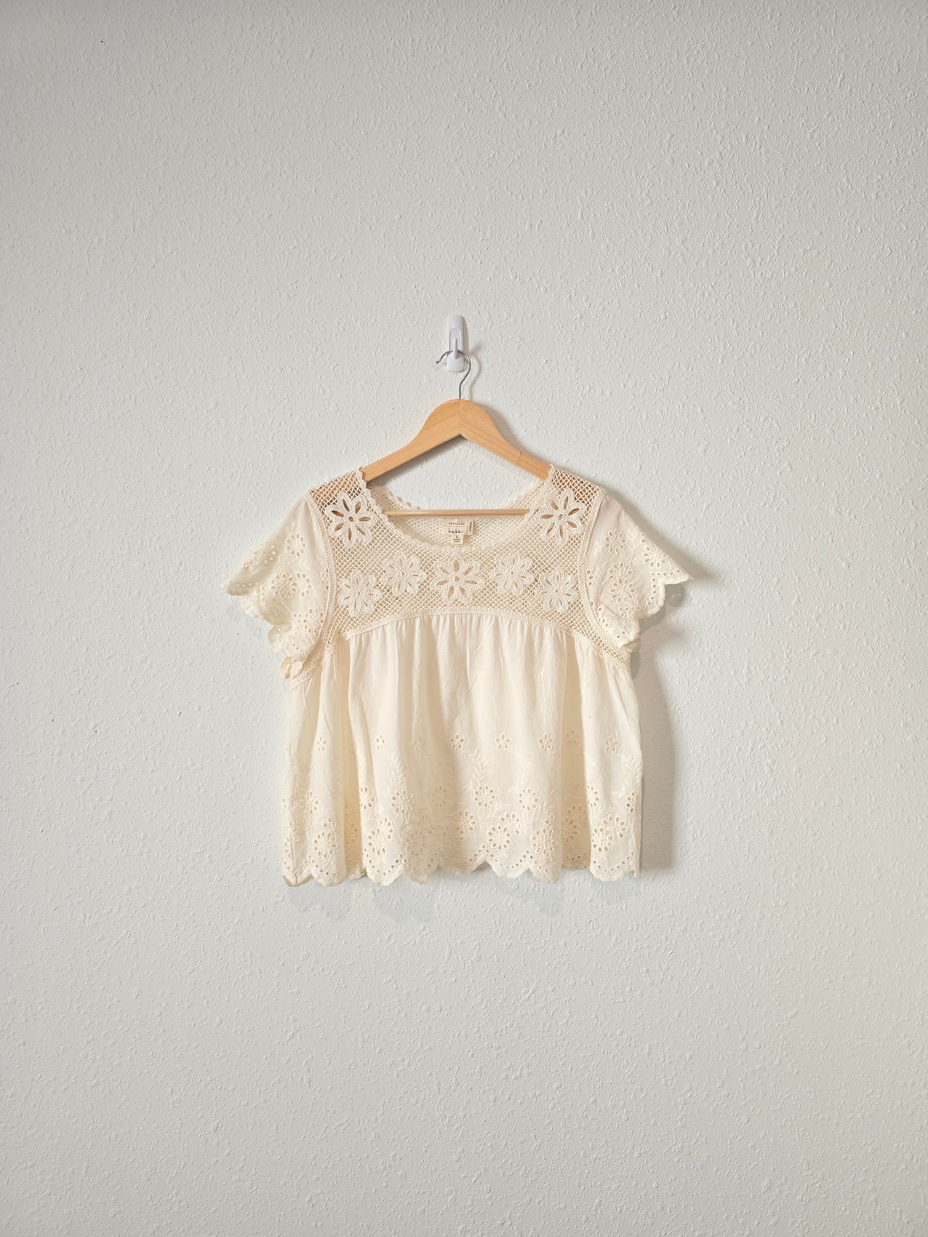 Floral Embroidered Cotton Blouse (S)