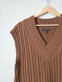 Brown Cable Knit Sweater Vest (S)