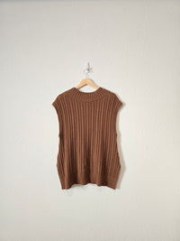 Brown Cable Knit Sweater Vest (S)