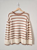 Neutral Cozy Striped Sweater (XS)